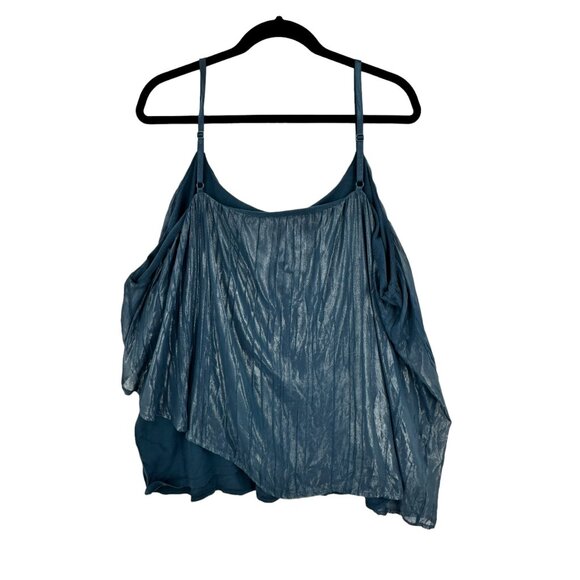 Women's Lane Bryant Camisole Top Metallic Blue 26/28 Girly Flowy‎ - Picture 1 of 8